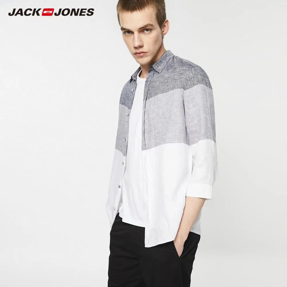 Мужская льняная рубашка с рукавами 3/4 JackJones разные цвета одежда 219131508 |