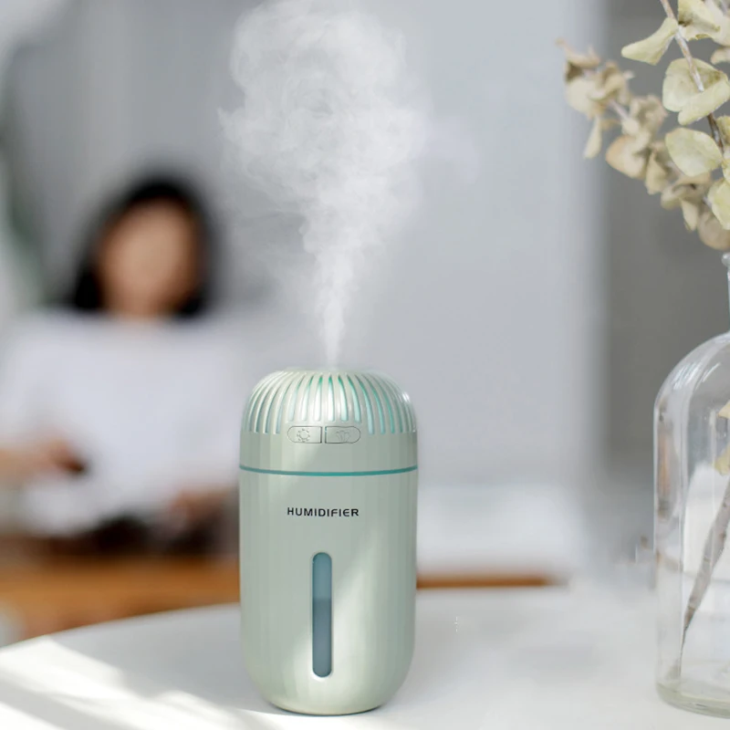 Portable Mini Usb Humidifier,310Ml Ultrasonic Mist Humidifier With 7 Colors Night Light,Lasts Up To 8 Hours For Bedroom Office T