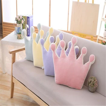 

2019 New 4Color Down Cotton Crown Pillow Cute Cartoon Shape Partial Head Soft Pillow For Home Decoration 36cm