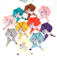 Зимний шарф для детей; стильные зимние детские шарфы с мышкой; теплый шарф для маленьких мальчиков и девочек; Однотонный мягкий шарф с воротником; детское растягивающееся кольцо на шею