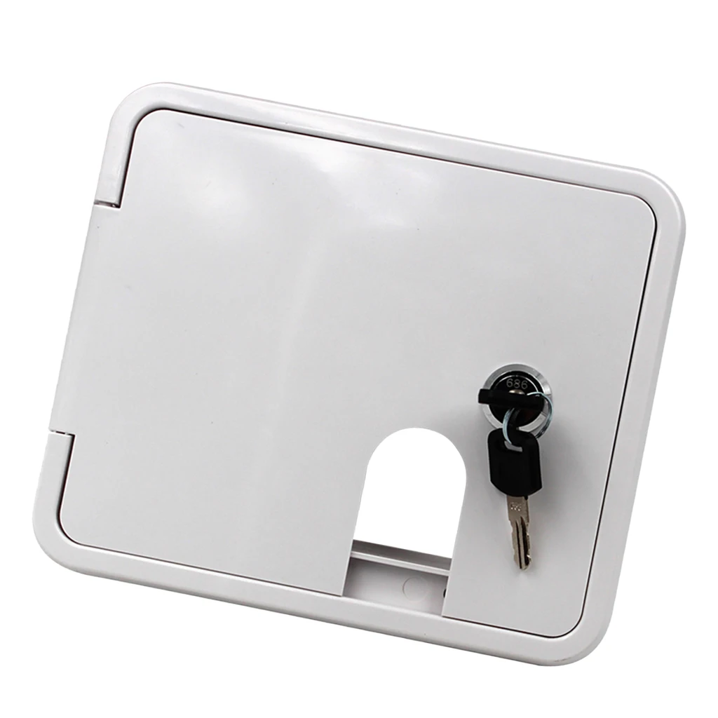 White Square Electric Cable Hatch Access Door for Marine Boat RV Camper, with 2 Keys