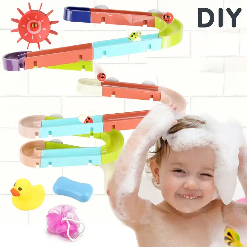 Bebe Bain Jouets Bricolage Assemblage Piste Toboggan Ventouse Orbites Salle De Bain Baignoire Enfants Douche Jouet Jeu D Eau Pour 3 4 5 Ans Aliexpress