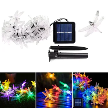 

Dragonfly Solar String Lights Outdoor 20 30 LED Waterproof Solar Powered Lights Decorative Lights for Garden Christmas Party