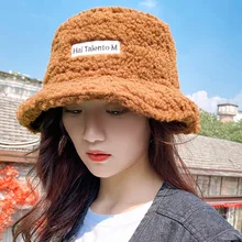 winter hats for women bucbet caps lambswool wild fleece student warm basin cap black yellow