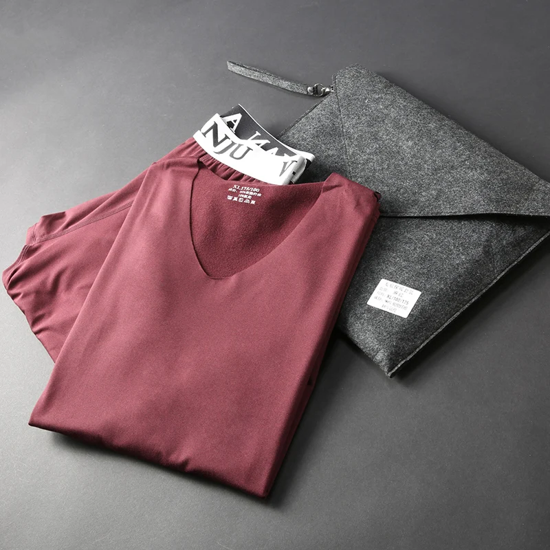 

JSBD no lock edge comfortable skin-loving elastic ground down fabrics winter men slim thermal underwear set two sets