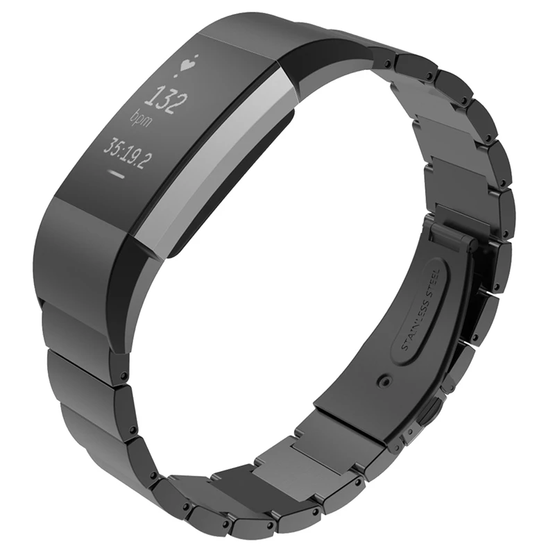 Браслет из нержавеющей стали+ разъем для Fitbit Charge 2, черный