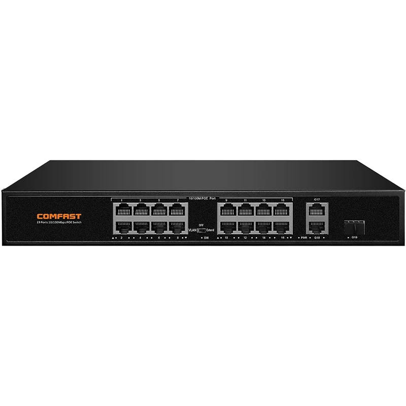 Comfast смарт-самоадаптирующийся POE переключатель диагональ 16*10/100 м rj45 + 2*10/100/1000 prots