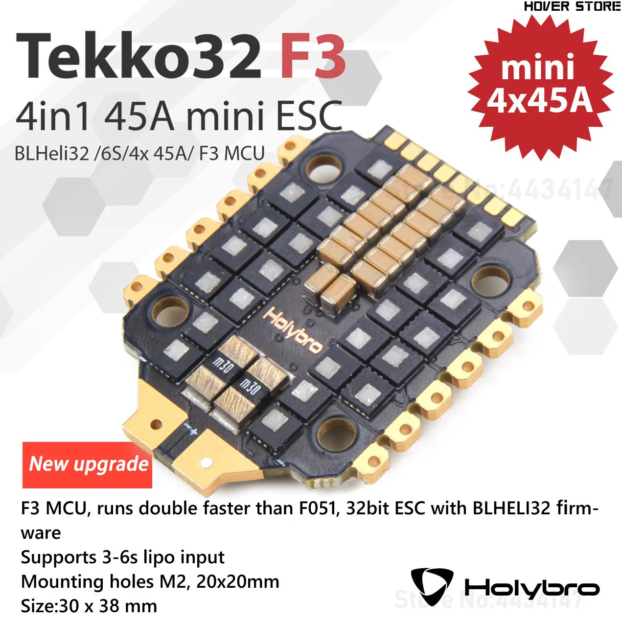 Holybro высокое качество Tekko32 F3 45A 4 в 1 mini ESC blheli _ 32 DShot1200 3 6S бесщеточный 20x20 мм для