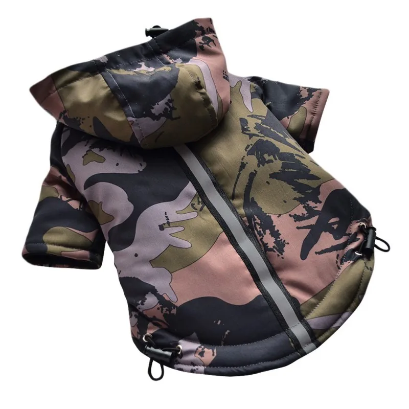 Winter Pet Dog Clothes French Bulldog Pet Warm Camouflage Jacket Hoodie Coat Waterproof Dog Clothing Outfit Vest For Large Dog &