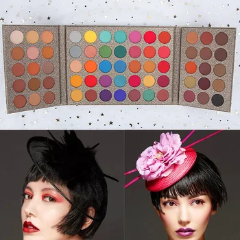 

New 65 Color Glitter Eyeshadow Makeup Palette Foldable Bling Shimmer Eye Shadow Powder Cosmetics Red Plum Flower Shine Palette