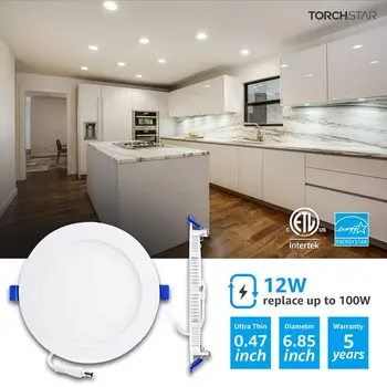 

12-Pack 6 Inch 12W Dimmable Slim LED Downlight with J-Box, 100W Eqv. Recessed Ceiling Light, 850lm, ETL & Energy Star Listed Low