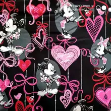 140 см ширина Минни Маус бант сердце черный хлопок ткань для девочек одежда постельные принадлежности набор домашний текстиль наволочки сумки DIY-BK804