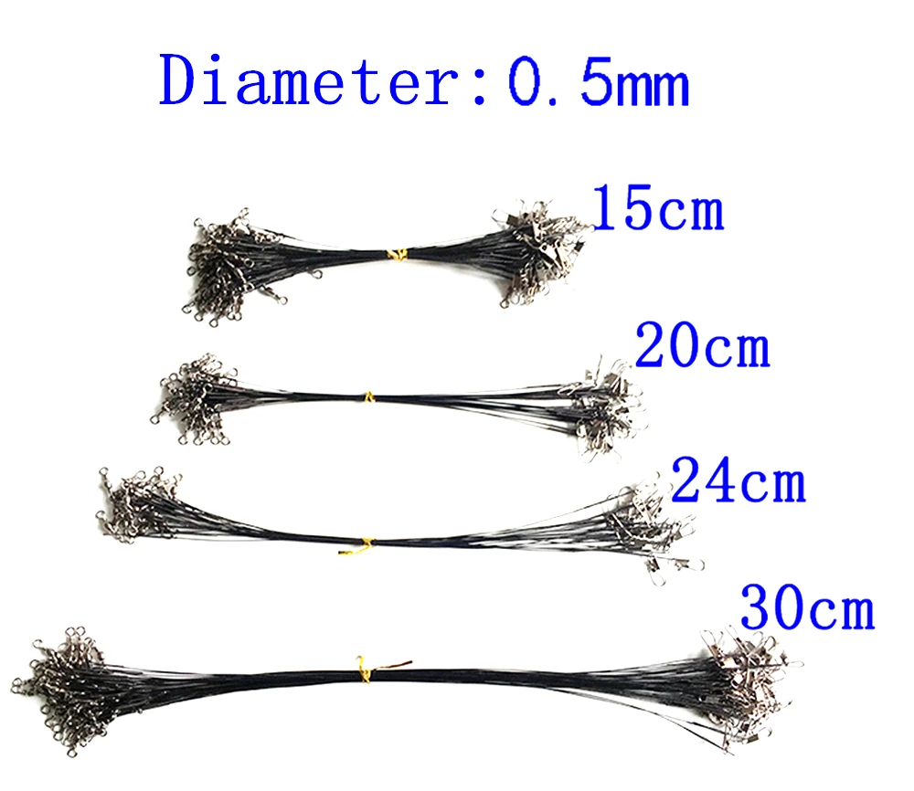 20 шт., противоукусающая стальная рыболовная леска, стальной провод, лидер с поворотным рыболовным аксессуаром, поводок, рыболовная проволока 15 см-50 см