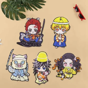 

Anime Demon Slayer Badges Iron On Patches Thermotolerant Embroidered Patch Stickers Diy Clothing Decoration Applique