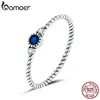 Bamoer bleu Zircon bagues pour femmes 925 en argent Sterling rétro fiançailles bijoux de mariage accessoires de mode SCR693 ► Photo 1/6