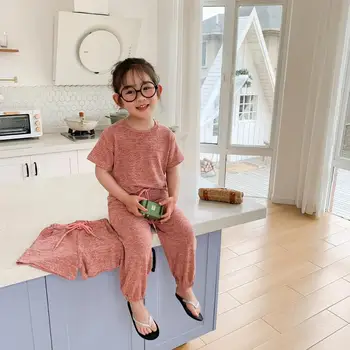 

summer girls boys clothing set solid t-shirt +pants or shorts casual design baby clothes set