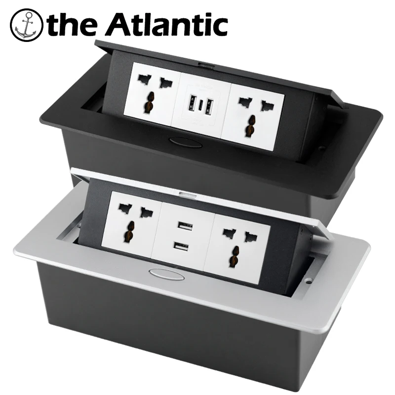 Universal Plug Desktop Recessed Power Strip Socket Table Outlet USB Type C Fast Charging TypeC