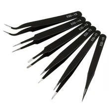Ensemble de pincettes antistatiques ESD en acier inoxydable, 6 pièces, Kit d'outils de réparation d'entretien, outil de fabrication de modèles antistatiques, ensemble d'outils à main