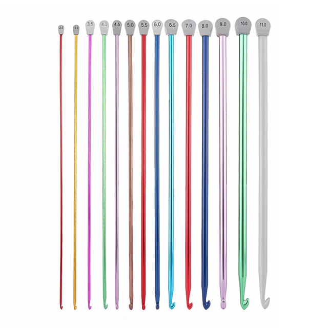 1PC 2mm-8mm Tunisian Afghan Crochet Hooks Aluminum Knitted Sweater Scarf  Needles Pins Knitting Sewing Weaving Tools - AliExpress