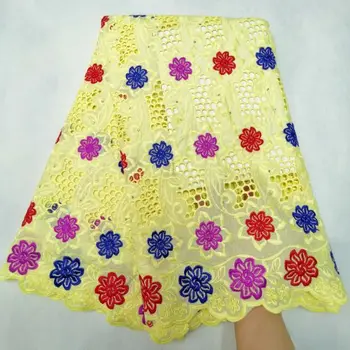 

Nigerian Lace fabrics 2019 African Swiss Voile Lace High Quality Swiss Voile Lace in Switzerland For Wedding SHH069 yellow