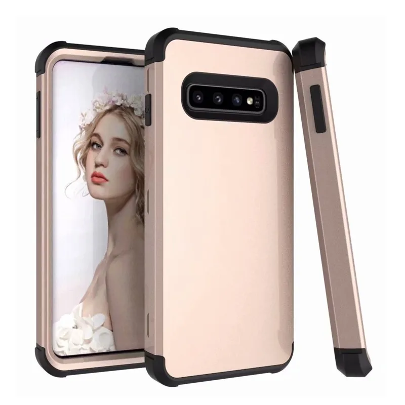 Для samsung Galaxy S9 10& Plus 10E Note9 Гибридный усиленный противоударный безопасный полноразмерный Защитный чехол с 3 Слои поликарбонат+ силикон - Цвет: Golden Black