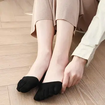 

1pair Solid Color Cotton Comfortable Non-slip Corrective Socks Non-slip Toe Socks Palm Women Socks Boat Toe Heel High Open I1N5