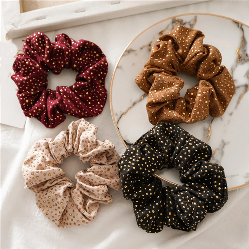 

Fashion Hair Rope Gold Rivet Scrunchie Colorful Nice Elastic Dot Ponytail Beautiful Cute Hair Accessories Punk Style Headwear