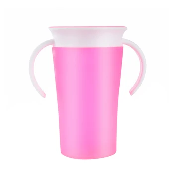 

360 Degree Toddler Drinking Easy Clean Soft Cup Portable Anti Spill Learning With Handle Solid Water Silicone Training Smooth