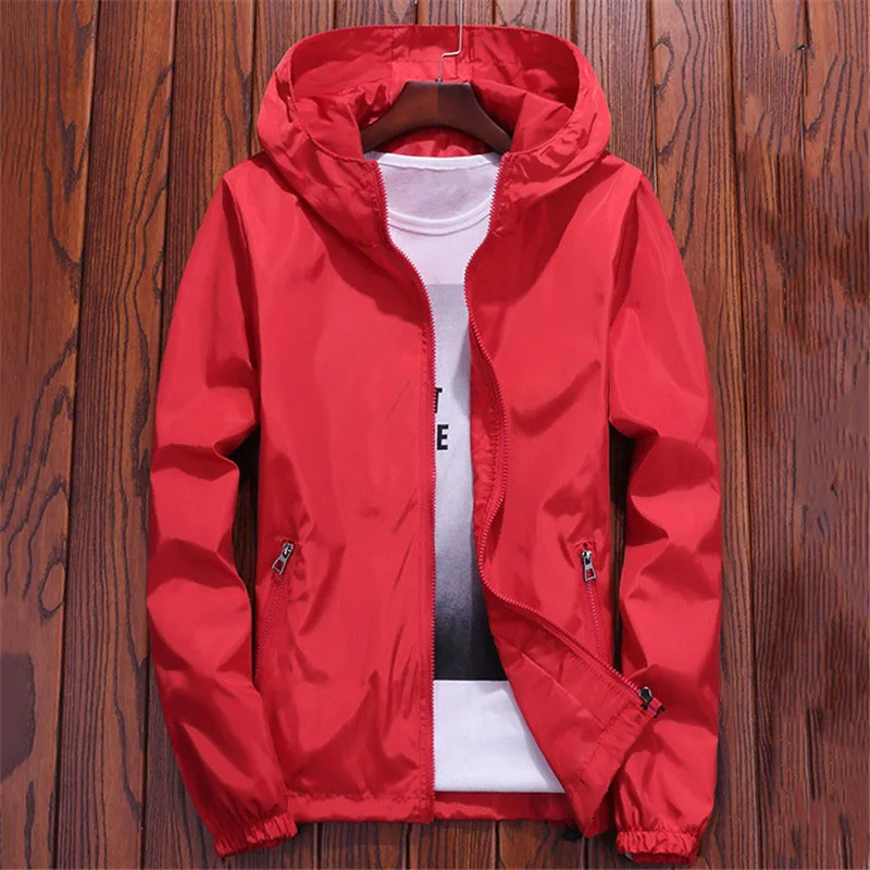 Новая Осенняя модная женская мужская одежда для пар, Красная Женская куртка, 7 цветов, 7XL, большой размер, свободная Водонепроницаемая Куртка с капюшоном - Цвет: Red