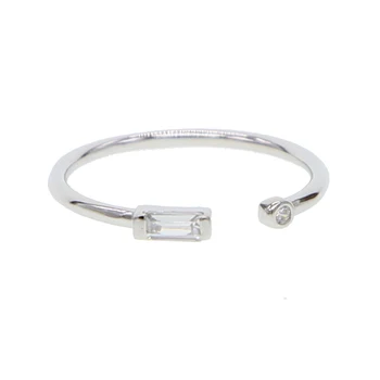 

925sterling silver gold filled simple thin cz ring drop shipping silver color elegance sparking cz jewelry adjust open midi ring