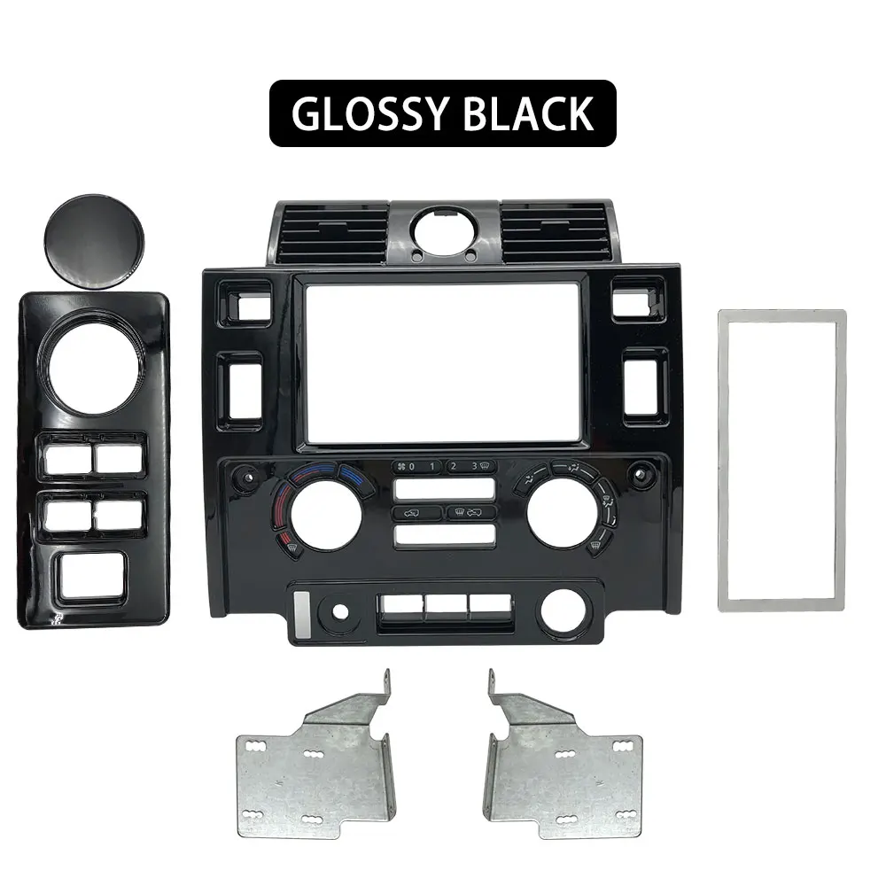 US $149.00 Car Styling Stereo Double 2 Din Dash Kit Dashboard Center Console For Land Rover Defender Glossy Black Matt Black Carbon Look