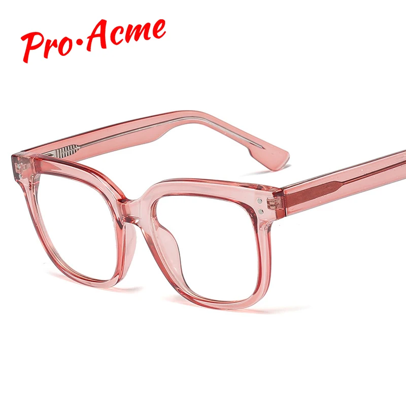 Pro Acme Plastic Titanium Square Rivet Glasses Frame Women Men Retro