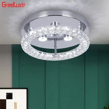 

Modern Crystal Chrome Ceiling Lamps LED Ring Corridor Suspension Lamp Stainless Steel Aisle Light Fixtures Lustre Chandelier