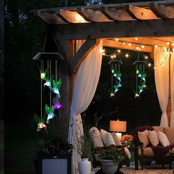 

Solar Powered LED Wind Chime Portable Color Changing Outdoor Decorative Windbell Light BV789