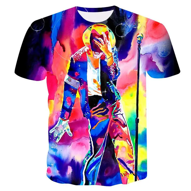 Rapper Michael Jackson Printed Hip Hop 3D T-shirt Men/Women 2021 Summer New Fashion Casual King of Pop Print Casual Cool Shirts