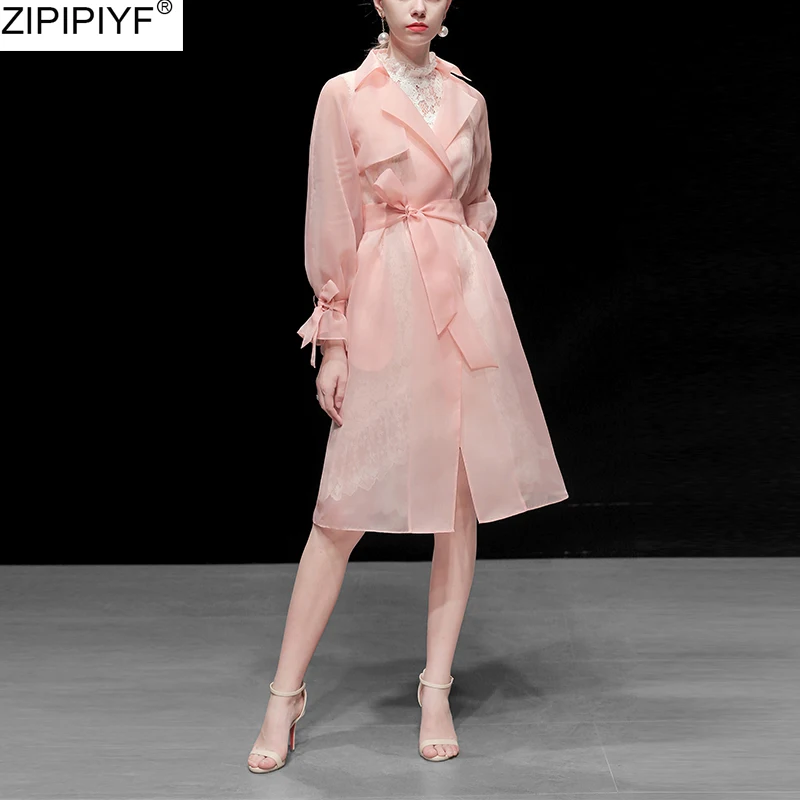 Женский Длинный тренчкот с расклешенными рукавами весеннее ТРАПЕЦИЕВИДНОЕ