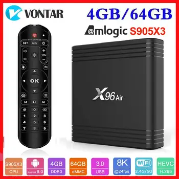 

Vontar Amlogic S905X3 Android 9.0 TV Box X96 Air Max 4GB RAM 64GB ROM Quad Core 2.4G&5G Dual Wifi 1G/8G 4K Media Player X96Air