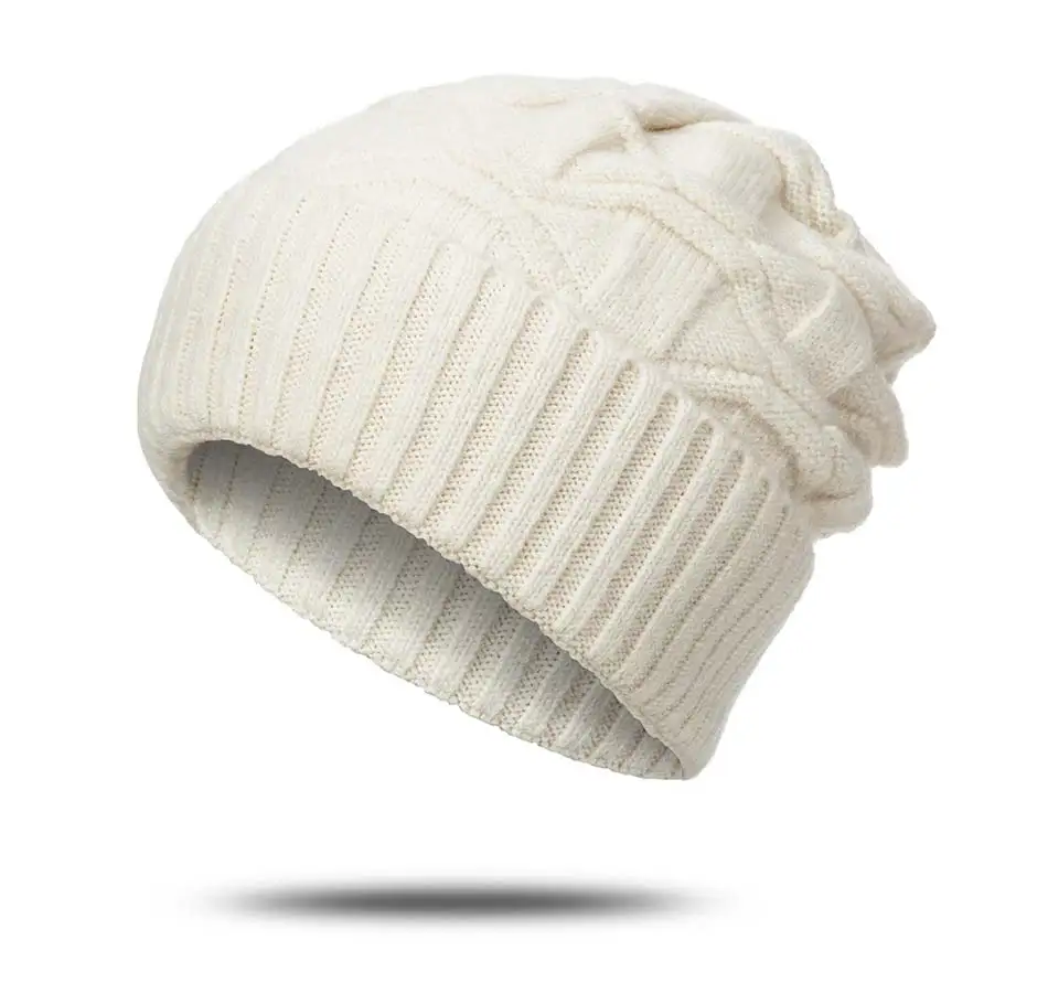 Новинка, простая шапка бини для женщин, зимняя шапка Skullies, теплая шапка gorros, женские зимние шапки, вязаные одноцветные шапки бини