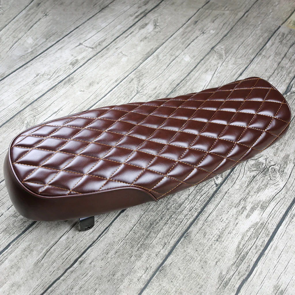 Brown Motorcycle Flat Brat, Styling Vintage Saddle Seat Cushion