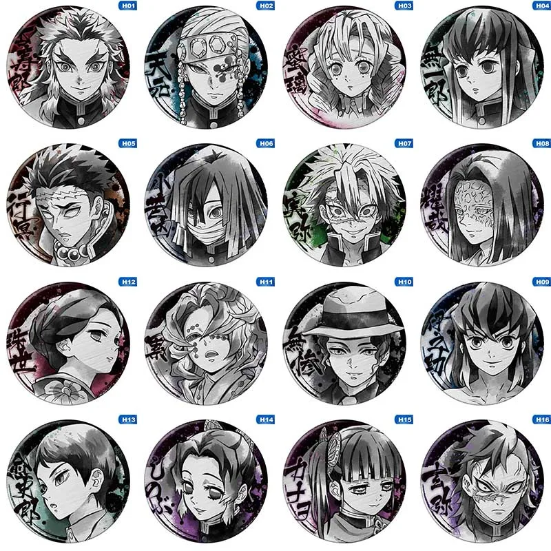 5.8CM Tinplate Tanjirou Icon Collection Breastpin For Backpacks Anime Badges Demon Slayer: Kimetsu No Yaiba Cosplay Brooch Pins