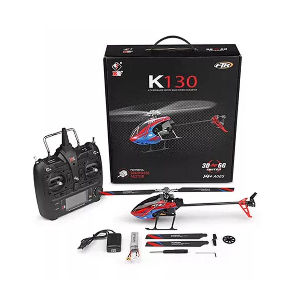 Helicopter and RC K130 6CH Радиоуправляемый вертолет Инфракрасный индукционный 3D 6G безлетный подарок бесщеточный мотор для начинающих пульт дистанционного управления совместим с FUTABA - Цвет: Helicopter and RC