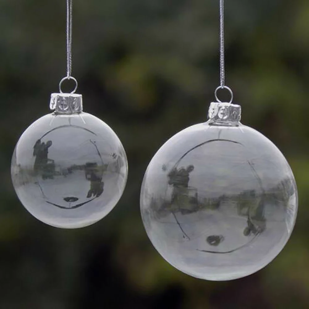 Christmas Tree Clear Plastic Flat Ball Pendant Home Party Decoration Ornaments 