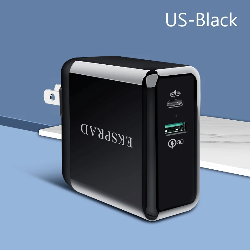 Black-US Plug USB зарядное устройство PD 36 Вт 2 порта быстрое зарядное устройство для iPhone 11 Quick Charge 3,0 Для Xiaomi Phone charger для MacBook Pro nintendo Switch - Тип штекера: Black-US Plug