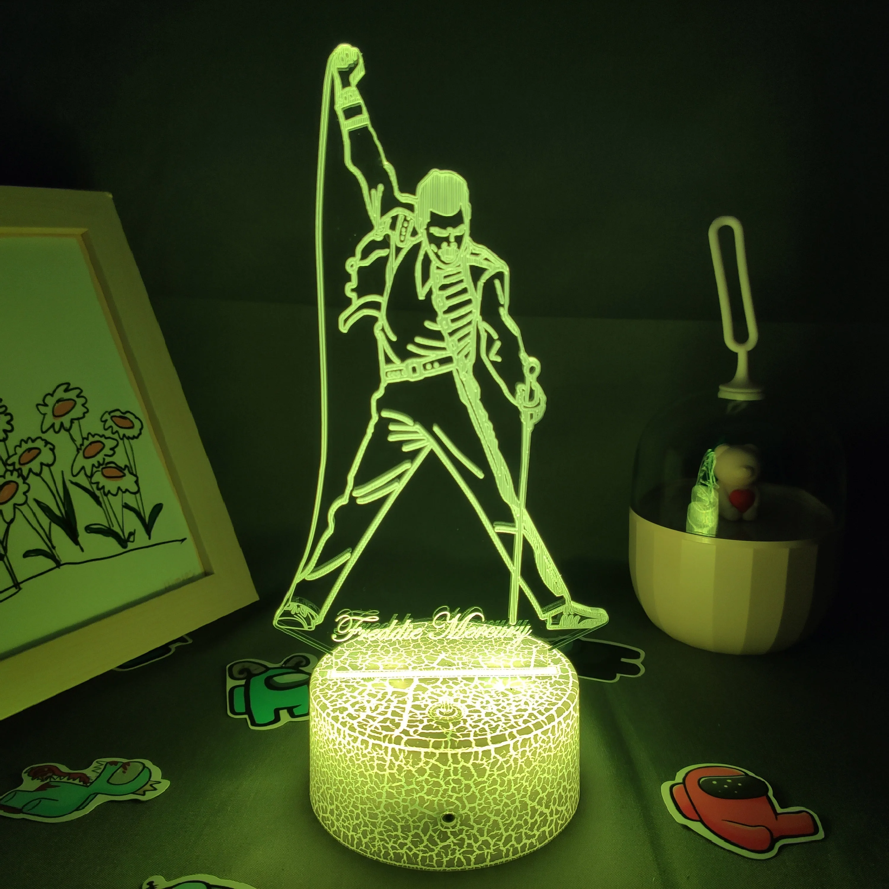 led night light 3D Figure Queen lead singer Freddie Mercury led illusion Night lights creative cool gift for friends child lava lamp Desk decor holiday nights of lights