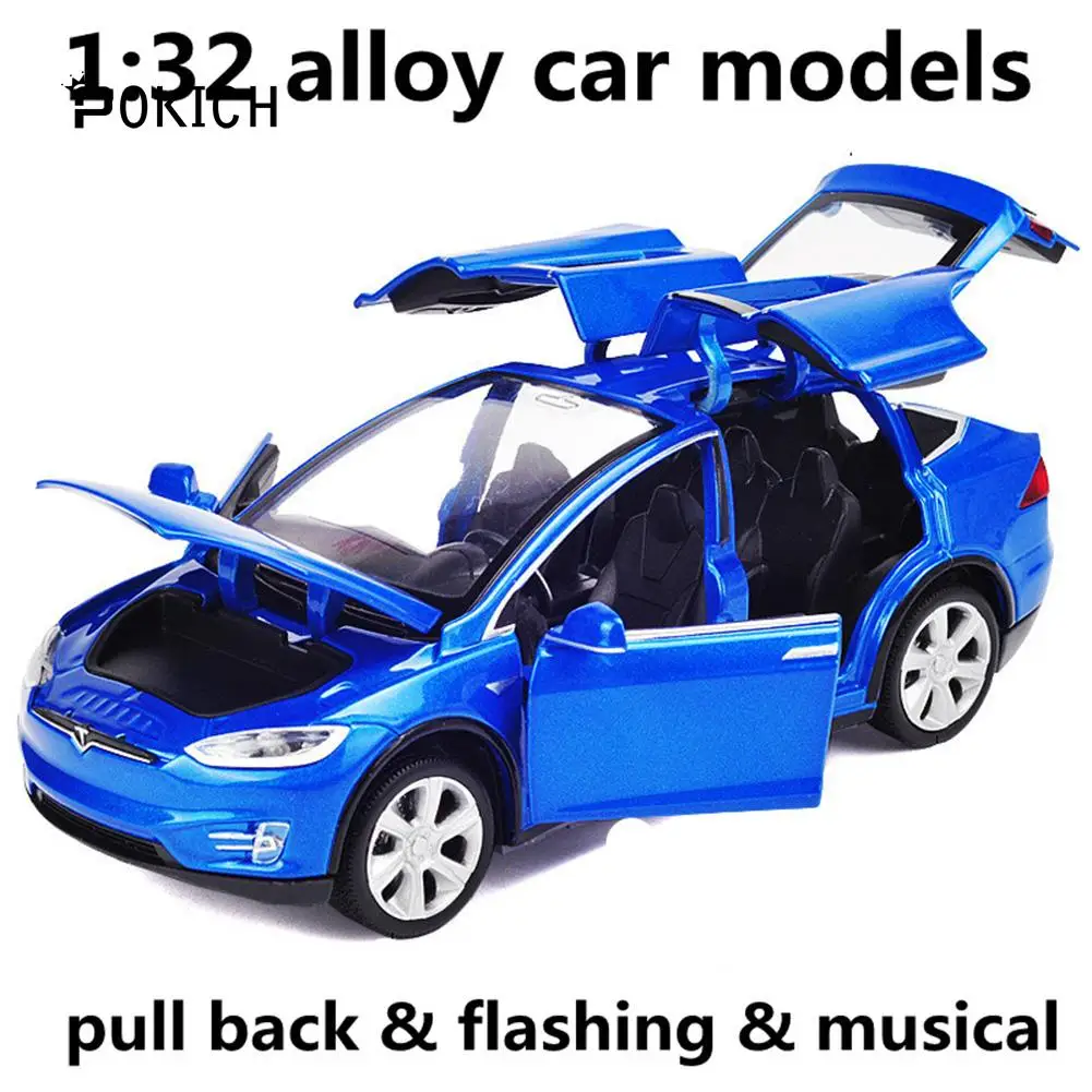 Новинка 1:32 модель Tesla X литая автомобиля литые под давлением и игрушечные
