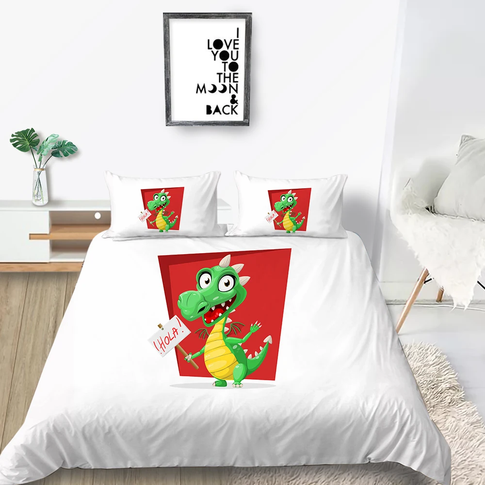

Dragon Bedding Set For Children Fashionable Cartoon Duvet Cover Creative White Queen King Twin Full Single Double Bed Set