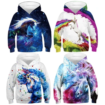 

2020 3D Printing Boys Unicorn Sweatshirt Hoodies Teenagers Oversized Spring Hooded For Boys Kids Outerwear Children Clothes