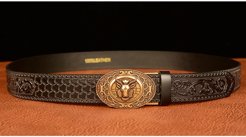 Classical Designer Sheep Head Bucke Belt Genuine Leather Belt for Men mens designer belts