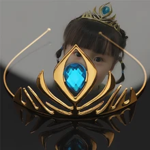 Gold Crown Blue Crystal Rhinestone Metal Alloy Hair Ornament Women Girl Birthday Tiaras Crown Wedding Accessories Hair Jewelry