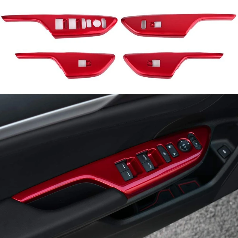 

Armrest Window Rise Lift Down Control Switch Door Lock Panel Cover Trim for 10Th Gen Honda Civic 2019 2018 2017 2016 - Red